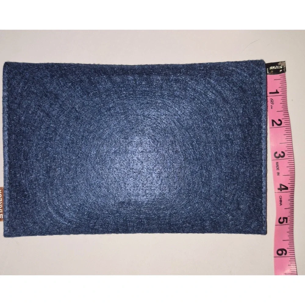 Starlux Airlines Navy Blue Felt Celestial Star Pouch Amenity Kit Wood Button 8x5